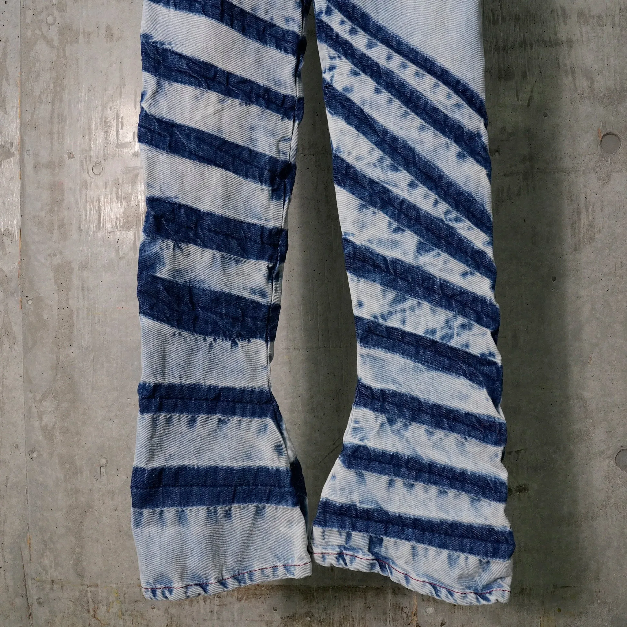 STRIPE  BIAS CUT BELL BOTTOM / BLUE