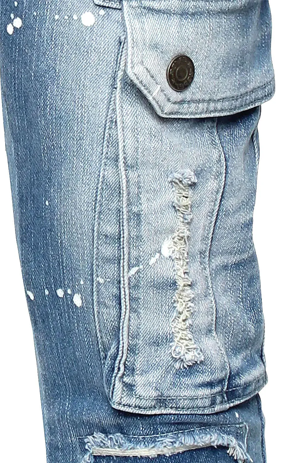 Two Tone Cargo Pocket Denim Jeans