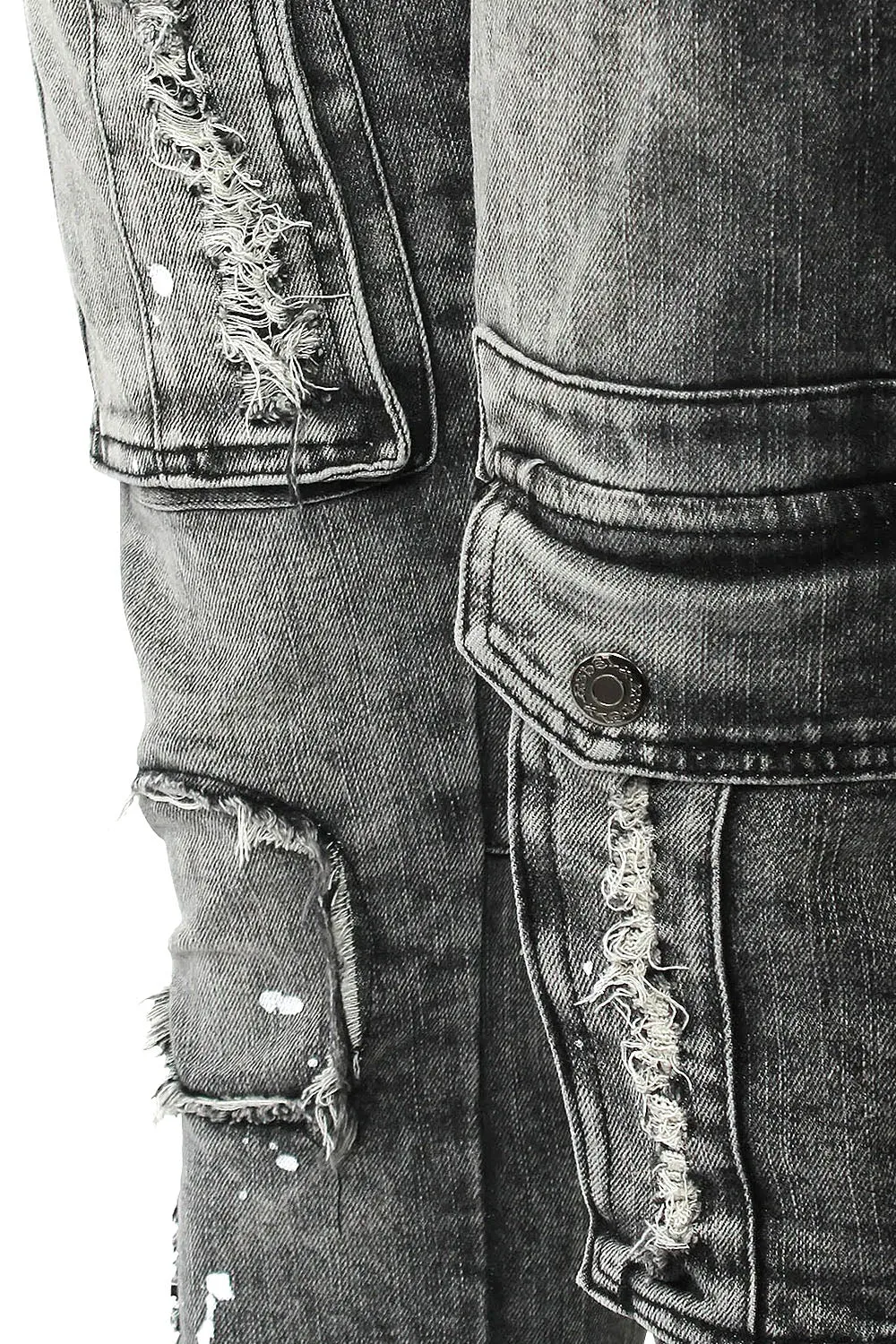 Two Tone Cargo Pocket Denim Jeans