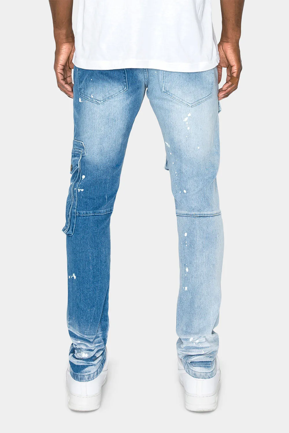 Two Tone Cargo Pocket Denim Jeans