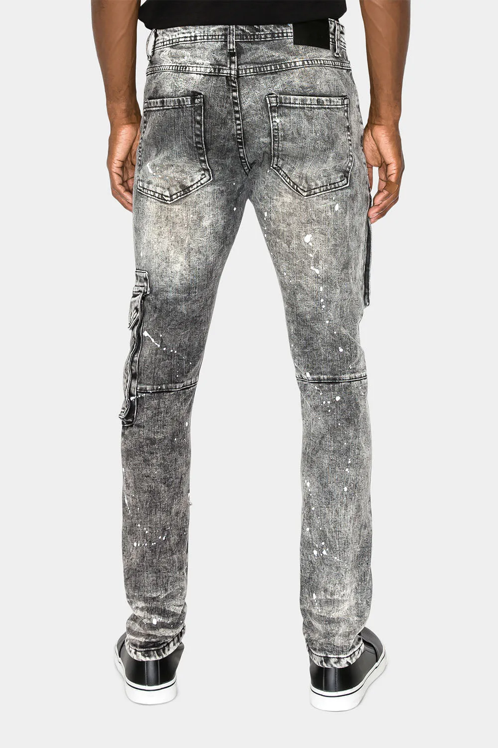 Two Tone Cargo Pocket Denim Jeans
