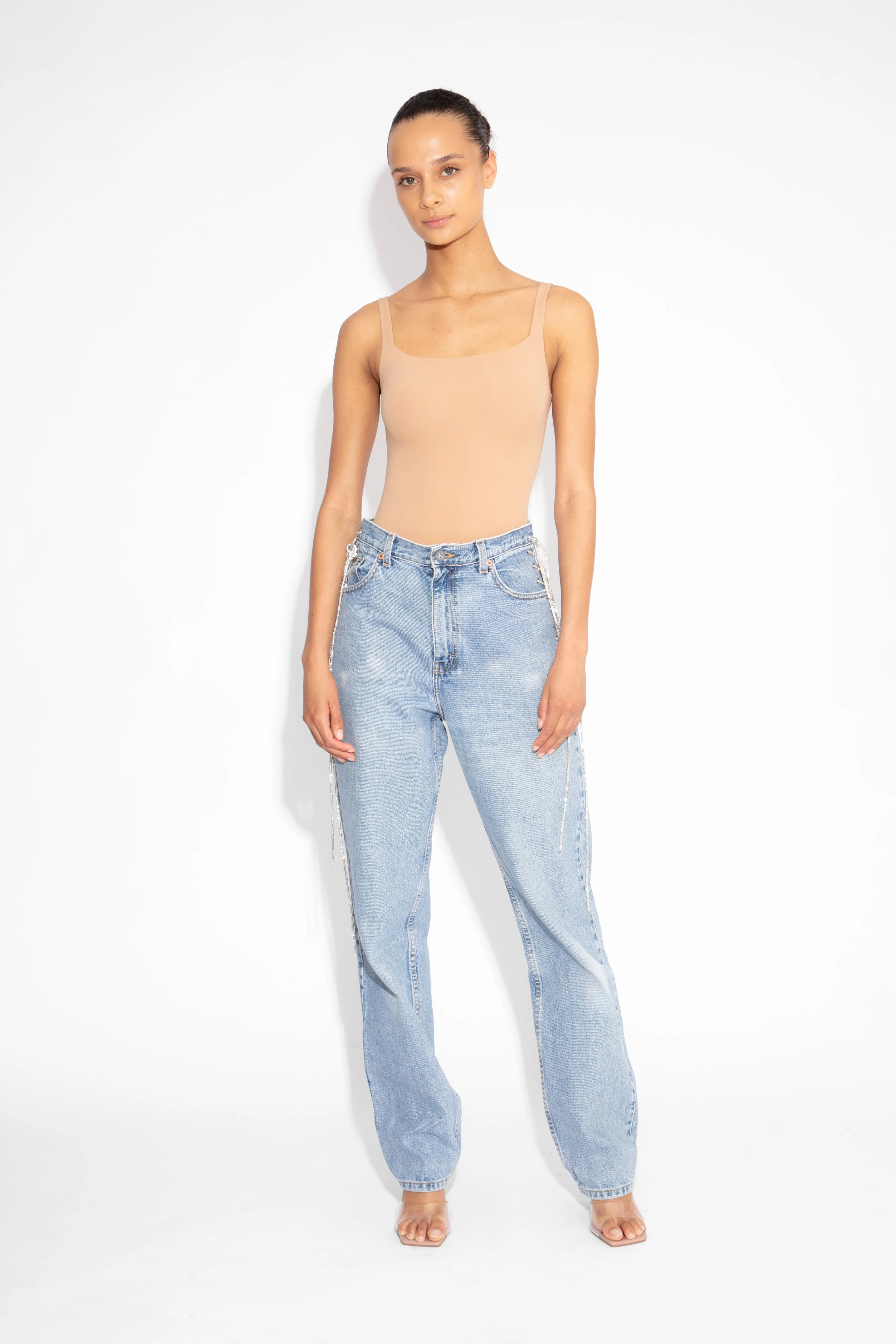 Vintage Crystal Lace Up Jeans