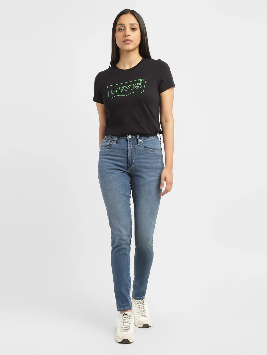 Women's 721 Blue Skinny Fit Mid Rise Jeans