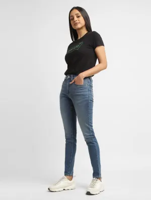Women's 721 Blue Skinny Fit Mid Rise Jeans