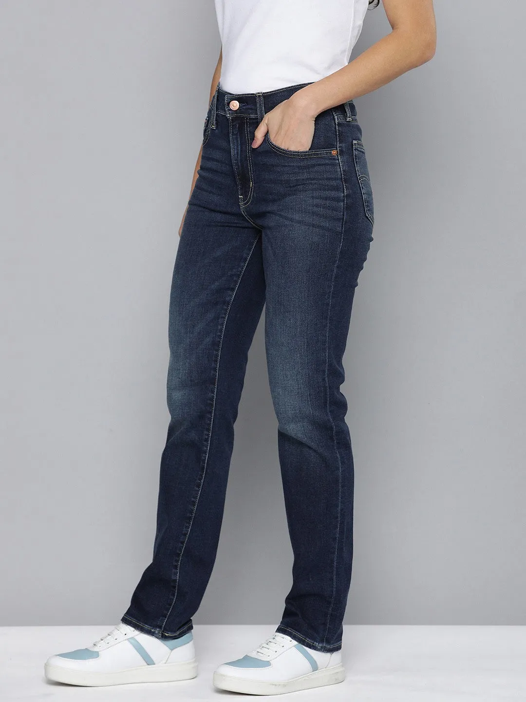 Women's 724 Blue Slim Straight Fit High Rise Jeans