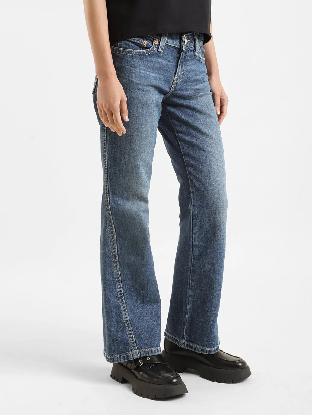 Women's Blue Bootcut Fit High Rise Jeans