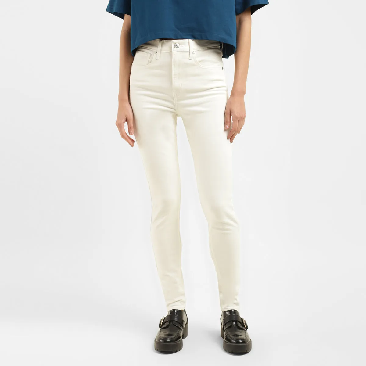 Women's White Skinny Fit High Rise Jeans